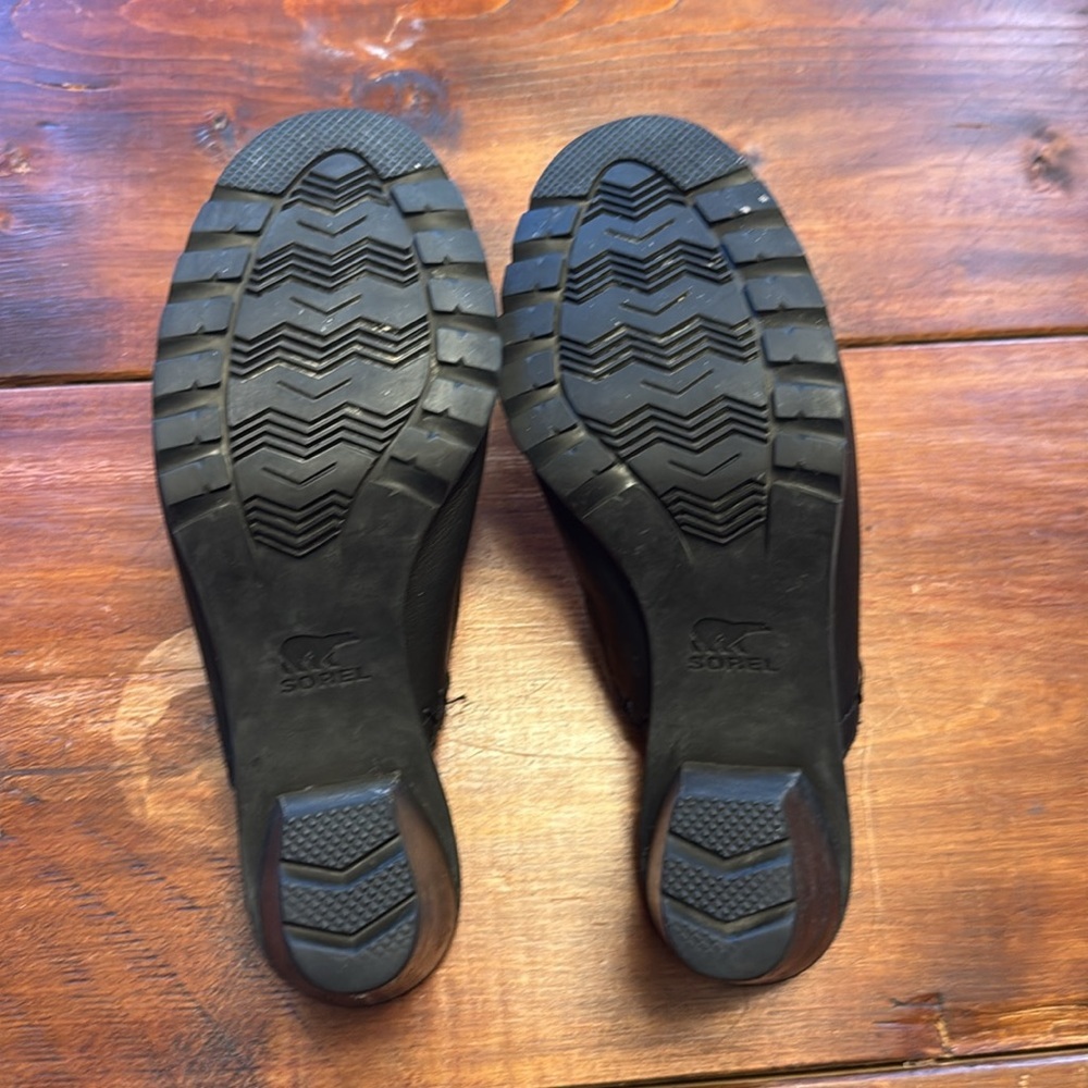 Sorel Black Leather Slip-On Mules - Picture 5 of 6